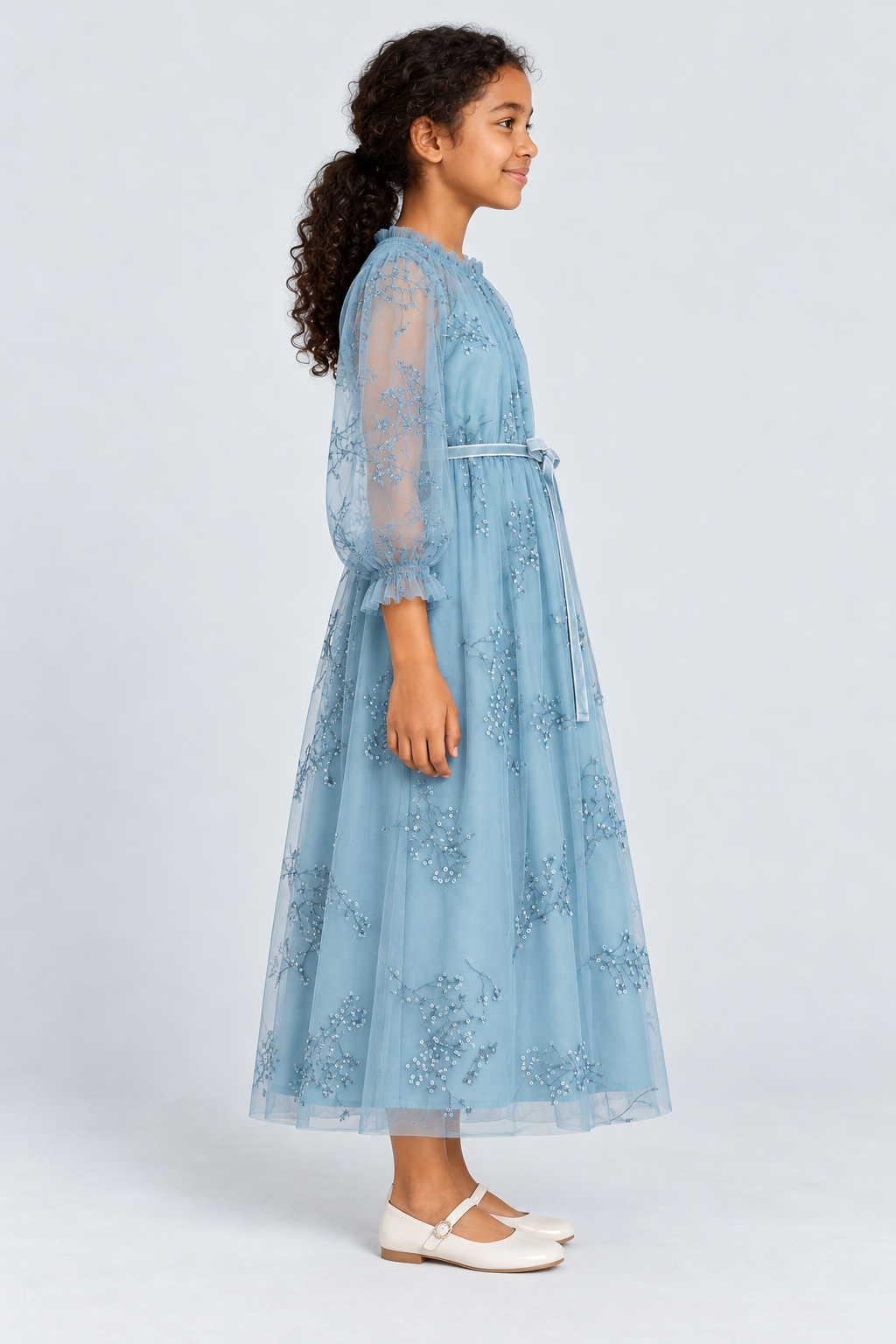 فستان سواريه طويل بناتي, blue, right model view