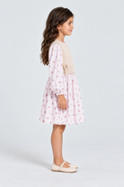 فستان بيبي منقوش, floral with knit vest, right model view