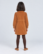 Back view — GDR2171 brown girls corduroy shirt dress