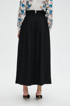 نتشي تنورة نسائية طويله سادة بخصر كشكش وحزام