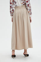 نتشي تنورة نسائية طويله سادة بخصر كشكش وحزام