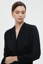 ميكا بلوزة نسائية بأكمام طويلة وفتحة صدر