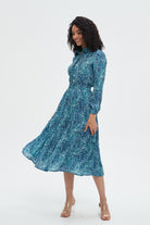 نتشي تنورة نسائية ميدي مشجرة كشكش من الخصر