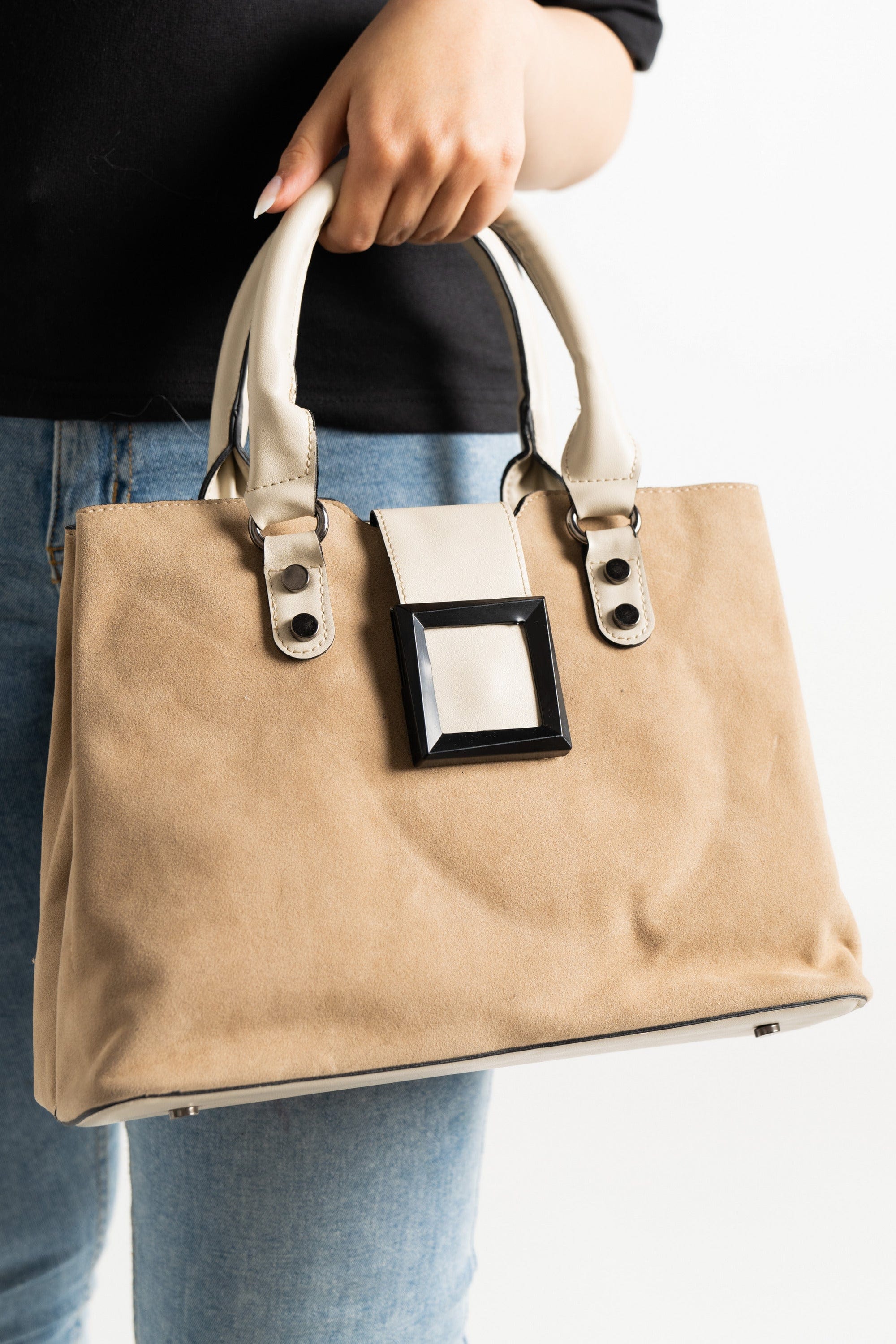 داليدرس حقيبة يد شمواه مزينة بالجلد