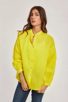 داليدرس بلوزة سادة بأزرار أمامية كم طويل