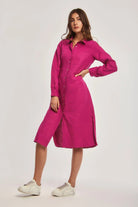 داليدرس فستان ميدي بأزرار أمامية كم طويل نسائي