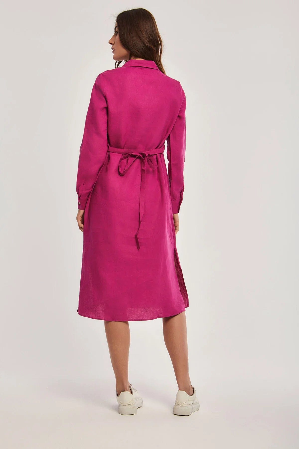 داليدرس فستان ميدي بأزرار أمامية كم طويل نسائي