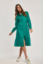 داليدرس فستان ميدي بأزرار أمامية كم طويل نسائي