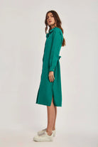 داليدرس فستان ميدي بأزرار أمامية كم طويل نسائي