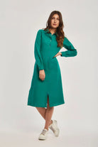 داليدرس فستان ميدي بأزرار أمامية كم طويل نسائي