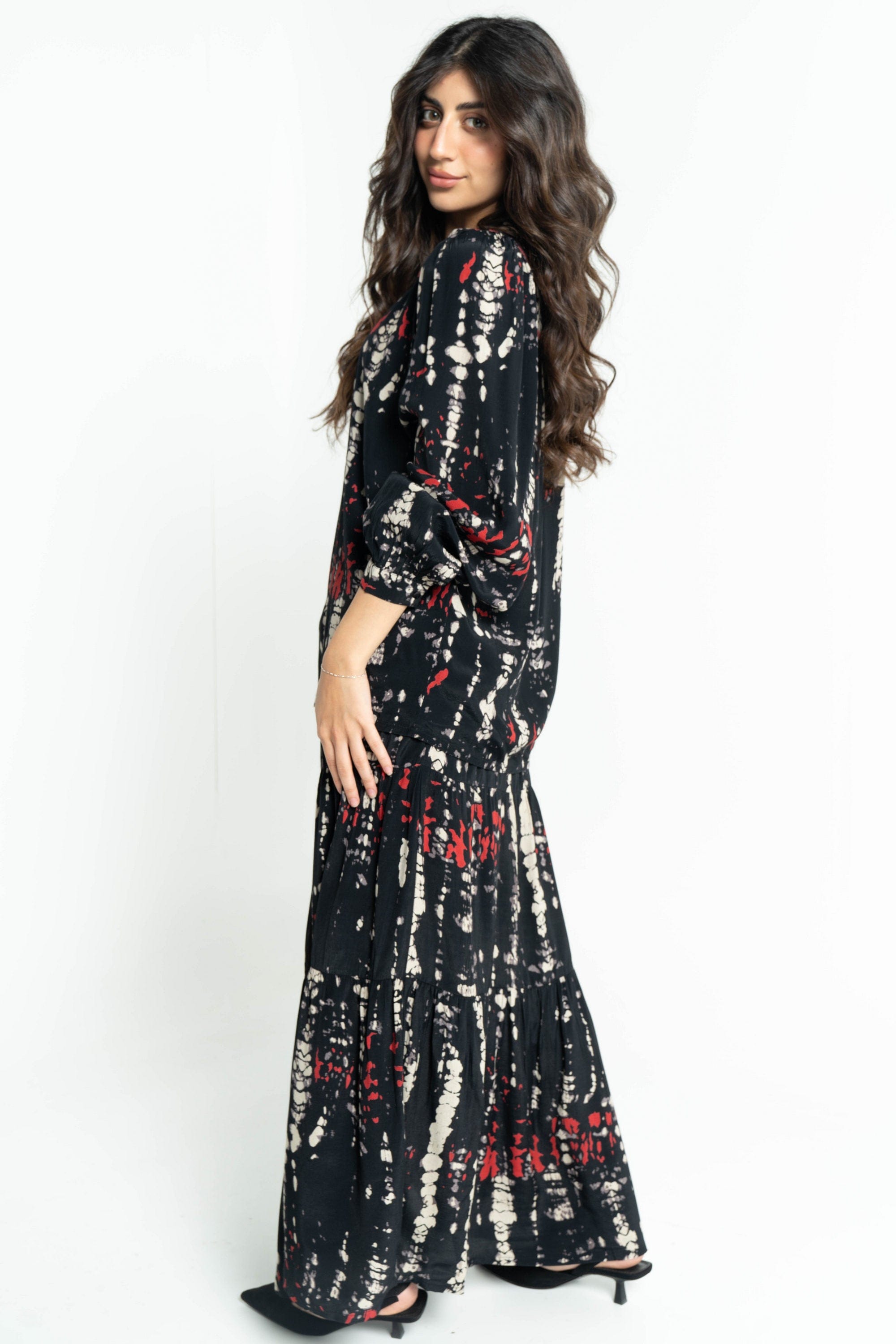 داليدرس تنورة طويلة نسائية مشبحة أزرق داكن