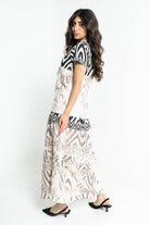 داليدرس تنورة نسائية طوبلة مطبوعة أسود