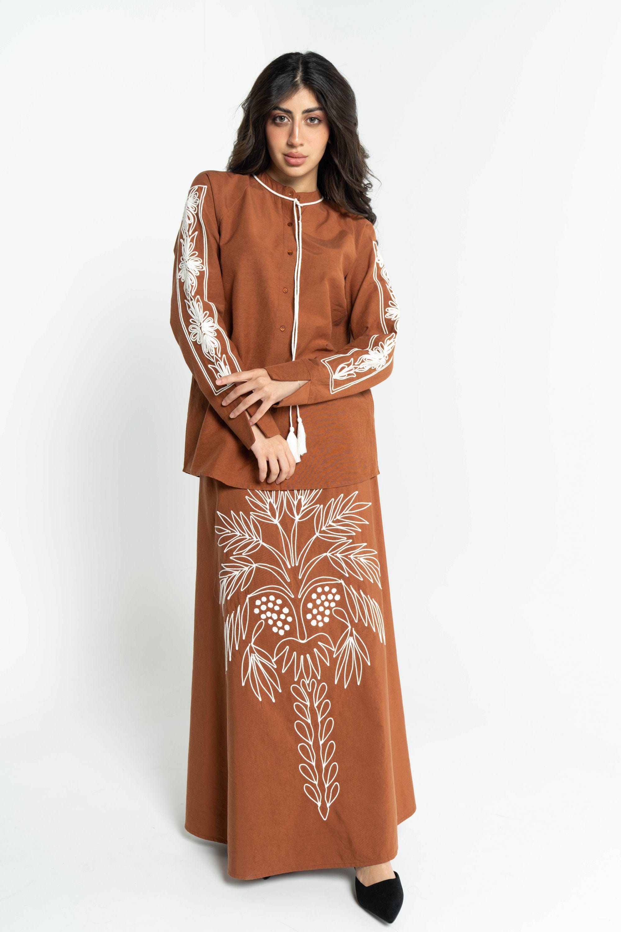 داليدرس تنورة نسائية مطبوعة كراميل