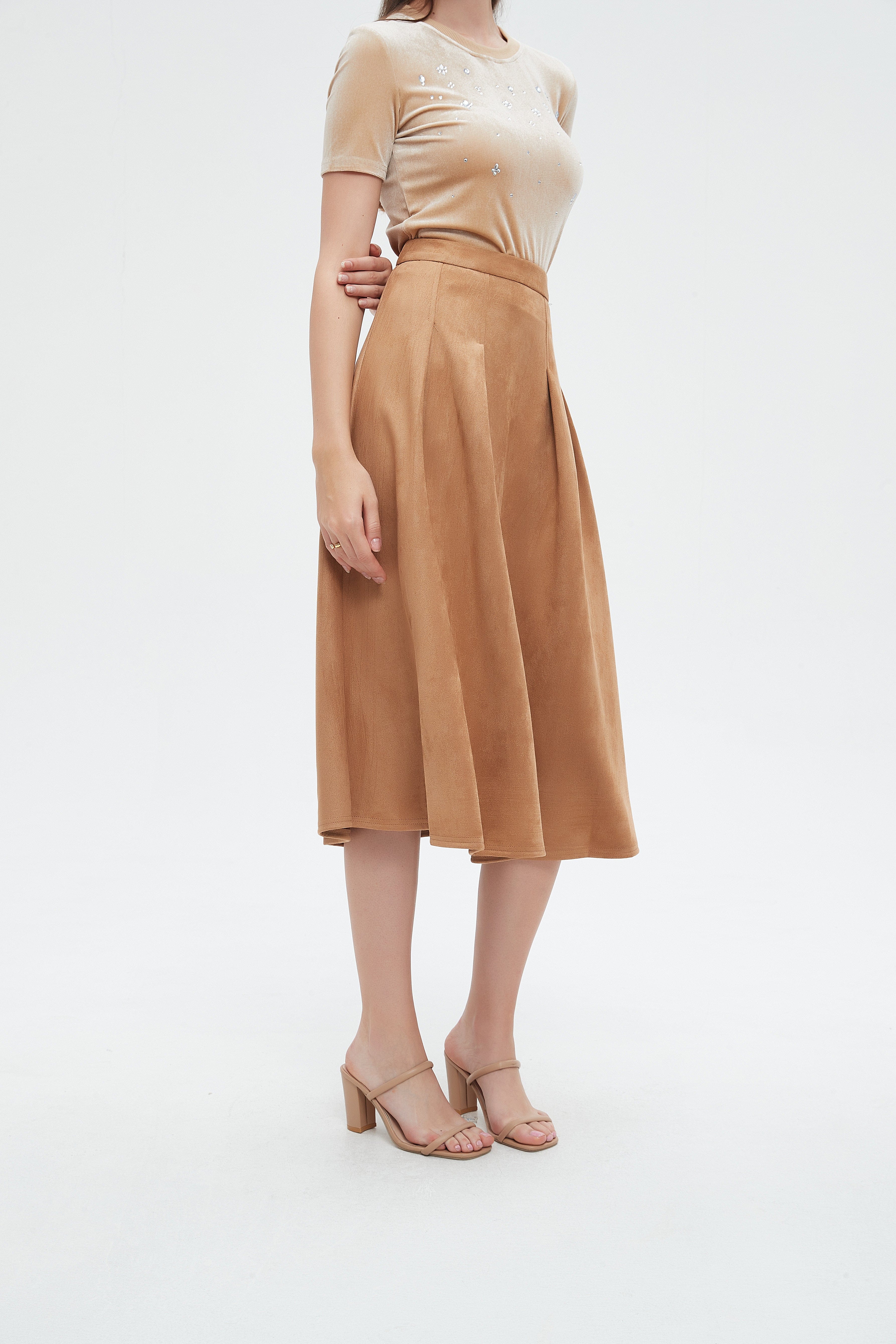 نتشي تنورة نسائية ميدي كشكش مخصرة