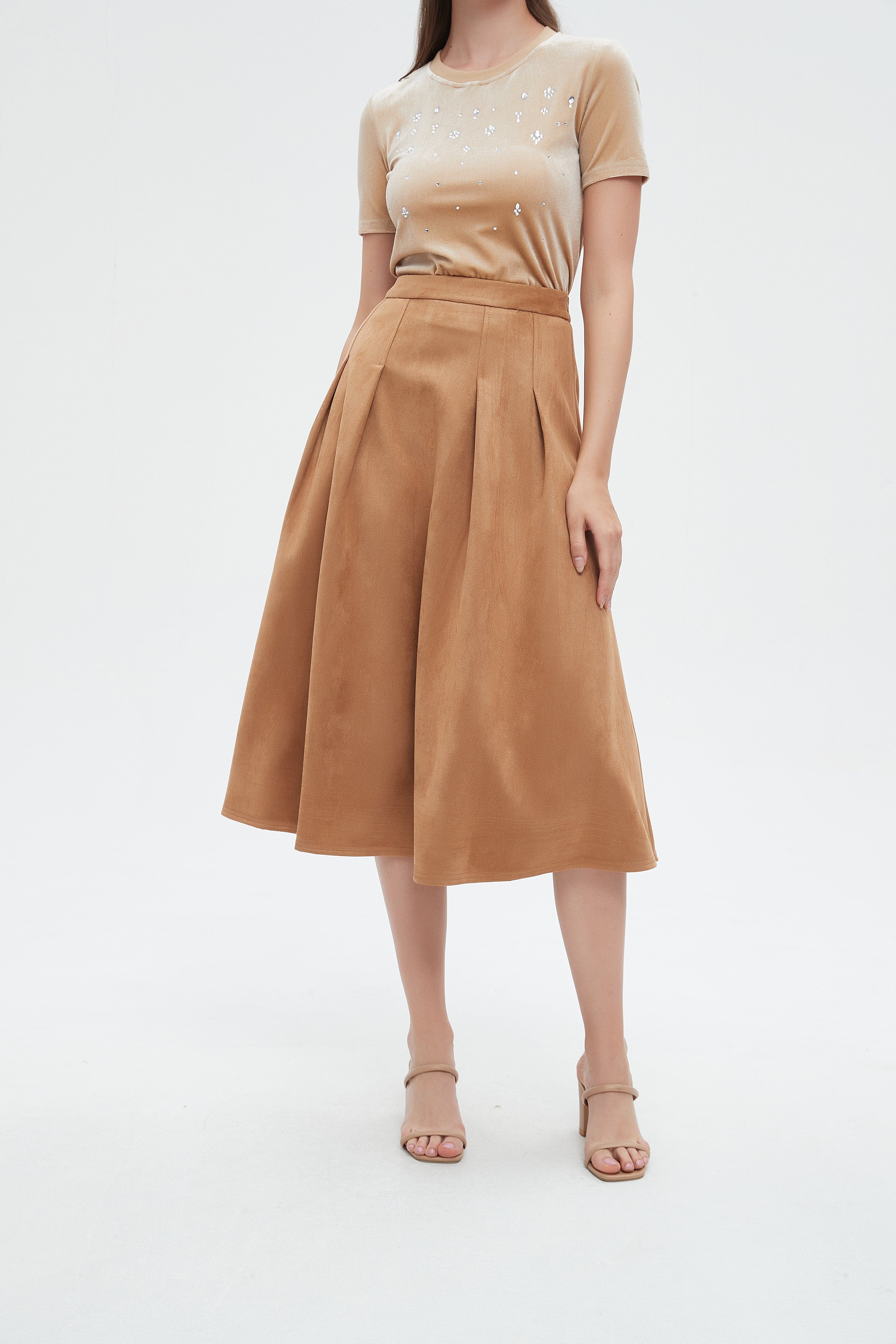 نتشي تنورة نسائية ميدي كشكش مخصرة