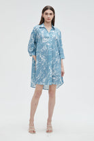 ميكا بلوزة طويلة كم طويل بأزرار أمامية نسائي