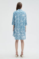 ميكا بلوزة طويلة كم طويل بأزرار أمامية نسائي