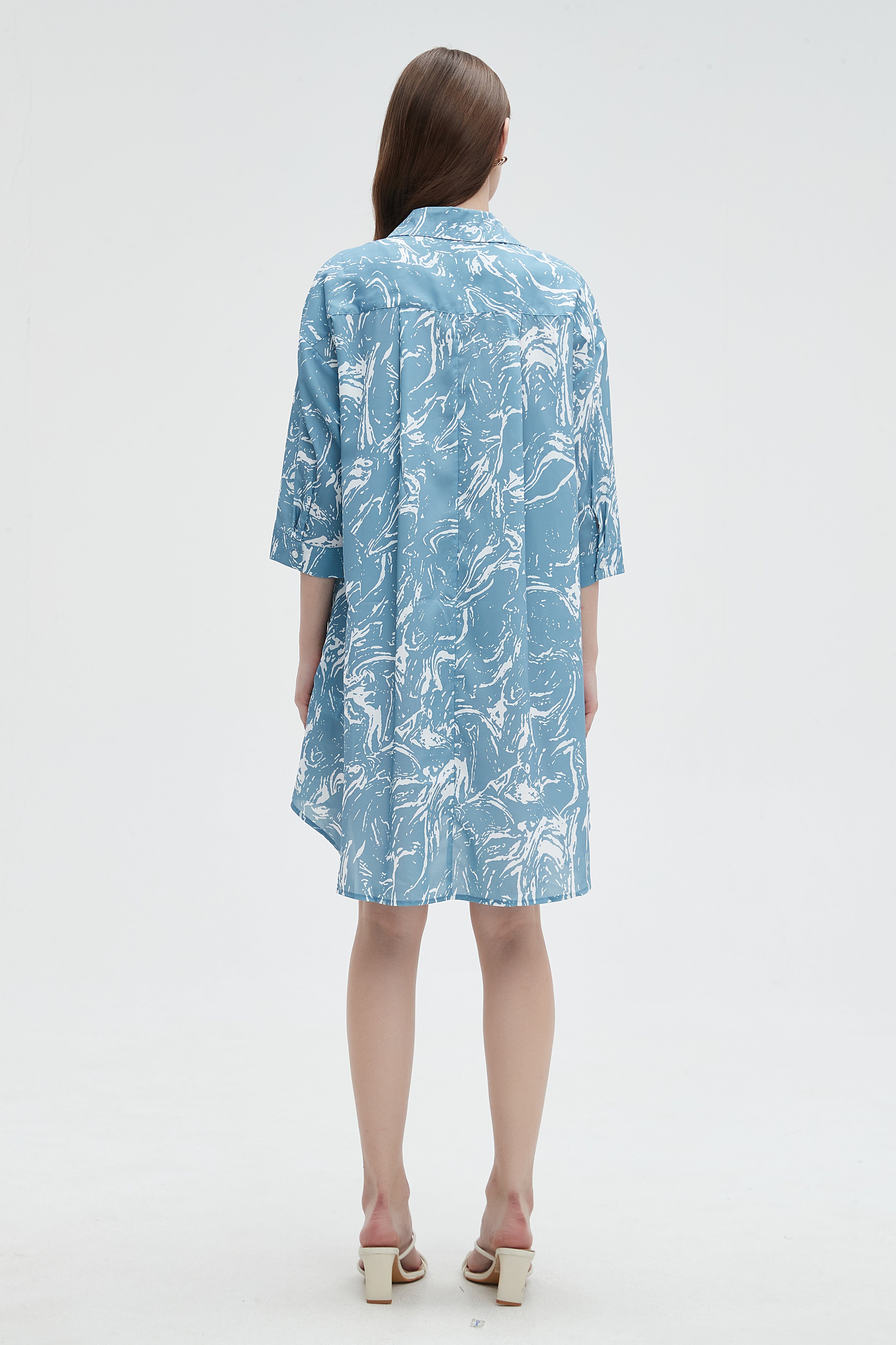 ميكا بلوزة طويلة كم طويل بأزرار أمامية نسائي