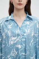 ميكا بلوزة طويلة كم طويل بأزرار أمامية نسائي