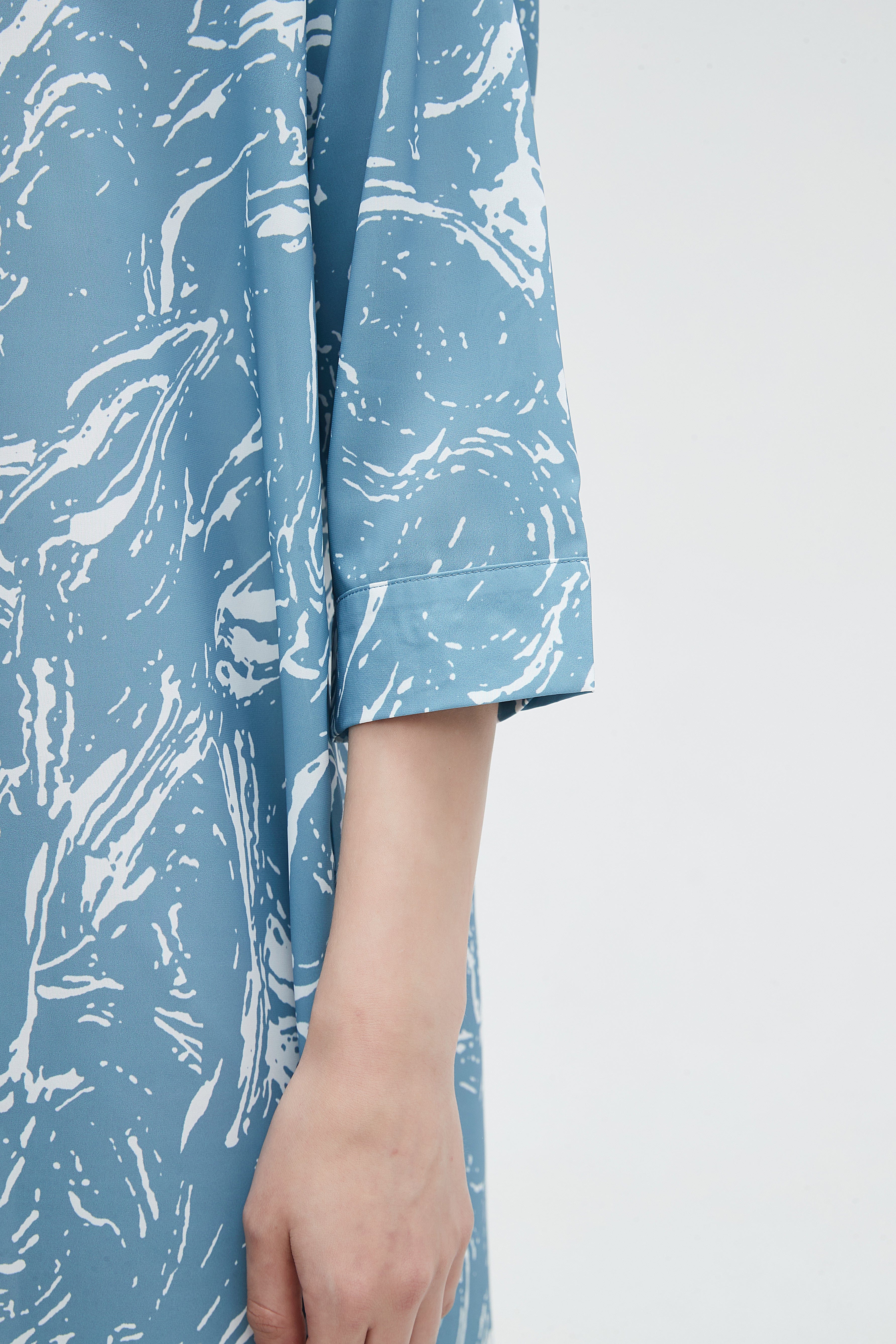 ميكا بلوزة طويلة كم طويل بأزرار أمامية نسائي