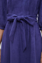 نتشي فستان نسائي ميدي 3/4 كم برباط على الخصر سادة