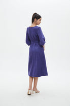 نتشي فستان نسائي ميدي 3/4 كم برباط على الخصر سادة