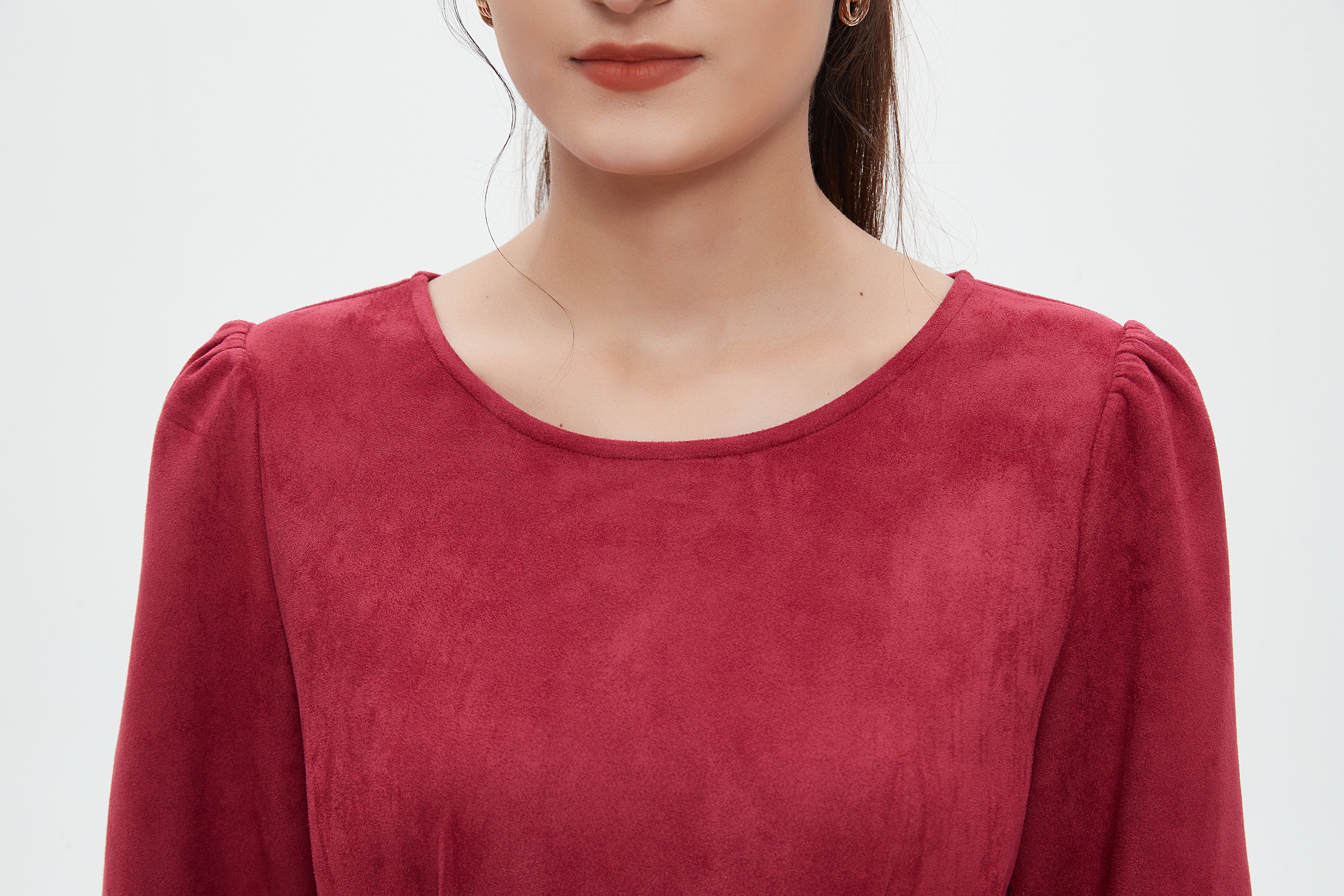 نتشي فستان نسائي ميدي 3/4 كم برباط على الخصر سادة