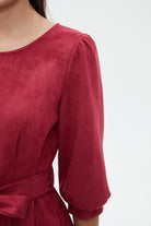 نتشي فستان نسائي ميدي 3/4 كم برباط على الخصر سادة