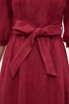 نتشي فستان نسائي ميدي 3/4 كم برباط على الخصر سادة