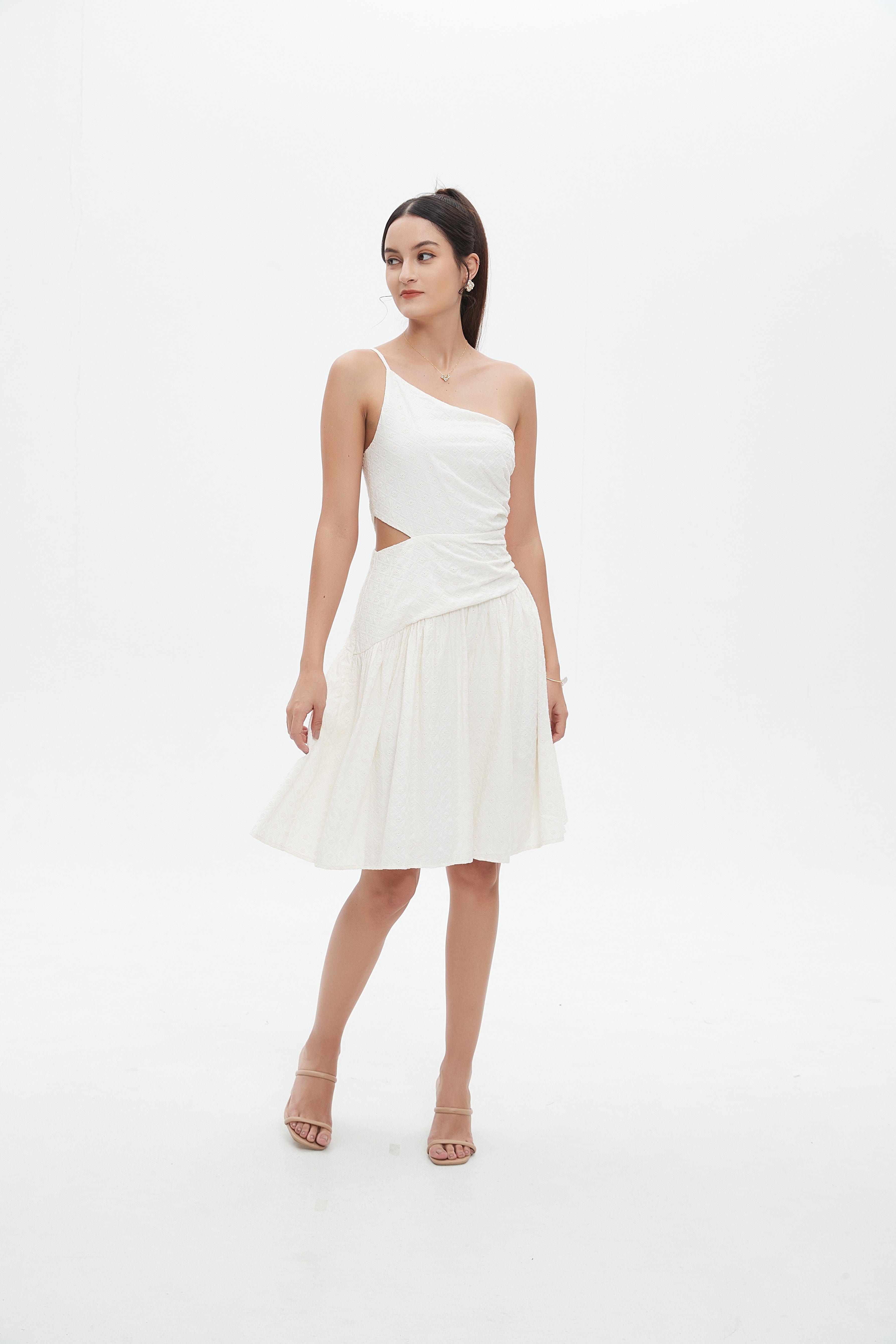 Shop White Solid Midi A-Line Dress - Casual Summer