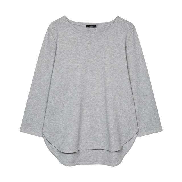 بارفوا بلوزة نسائية سادة رقبة واسعة كم طويل