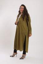 كارينا قميص طويل سادة بقصة ضيقة كم طويل