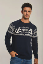 داليدرس بلوفر رجالي بنقشه عالصدر أزرق داكن