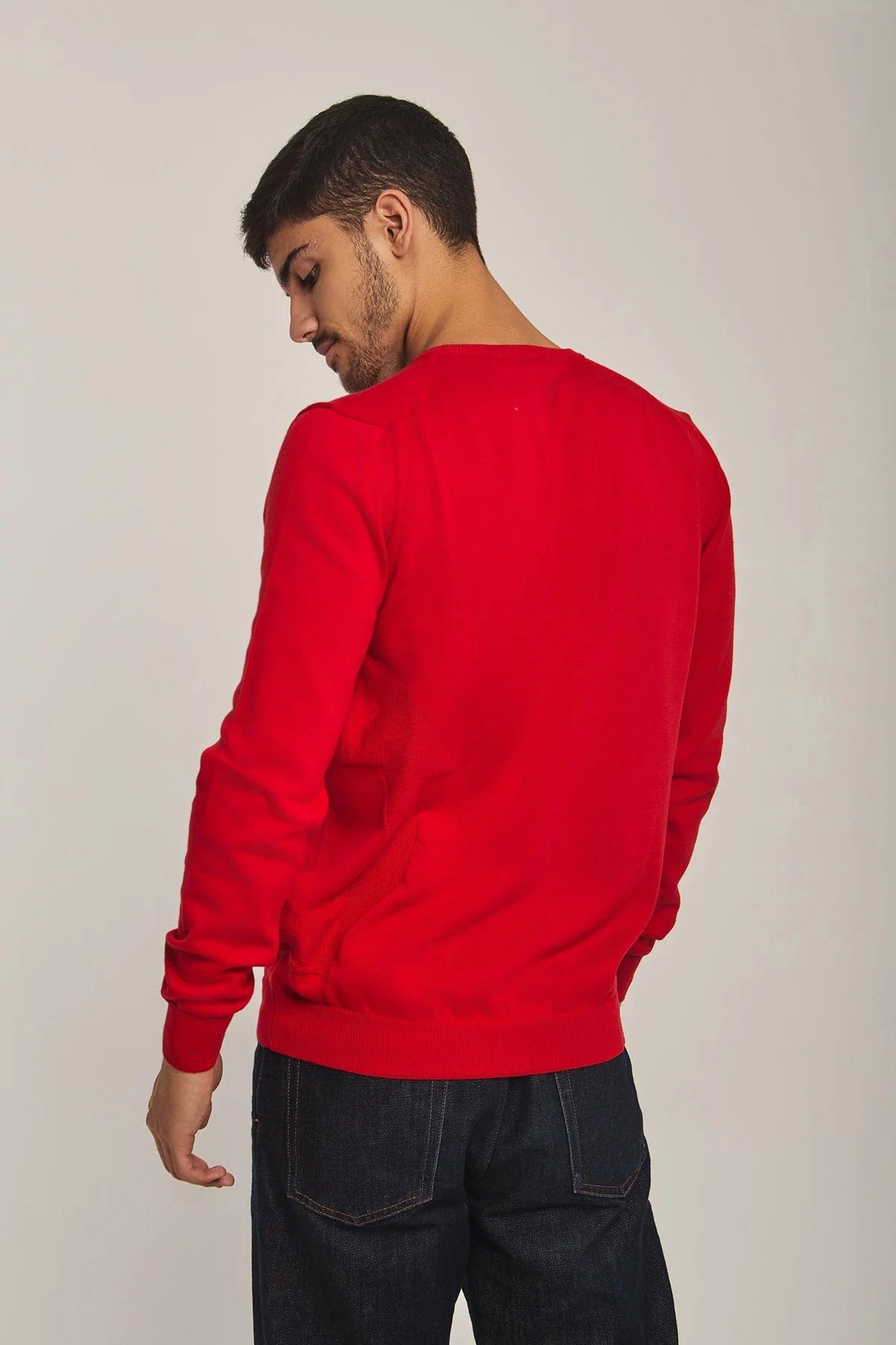 داليدرس بلوفر رجالي سادة بفتحة V كم طويل