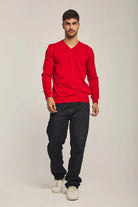 داليدرس بلوفر رجالي سادة بفتحة V كم طويل