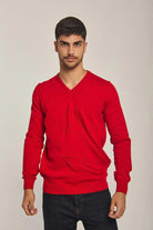 داليدرس بلوفر رجالي سادة بفتحة V كم طويل