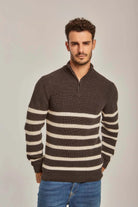 داليدرس بلوفر رجالي بسحاب أمامي كم طويل مخطط بالعرض