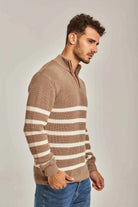 داليدرس بلوفر رجالي بسحاب أمامي كم طويل مخطط بالعرض