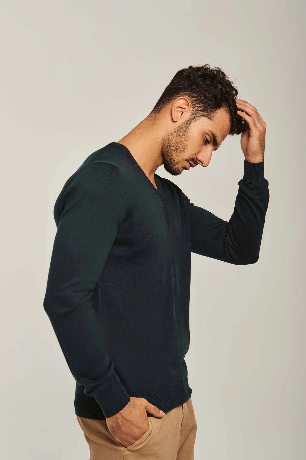 داليدرس بلوفر رجالي سادة برقبة مرتفعة كم طويل