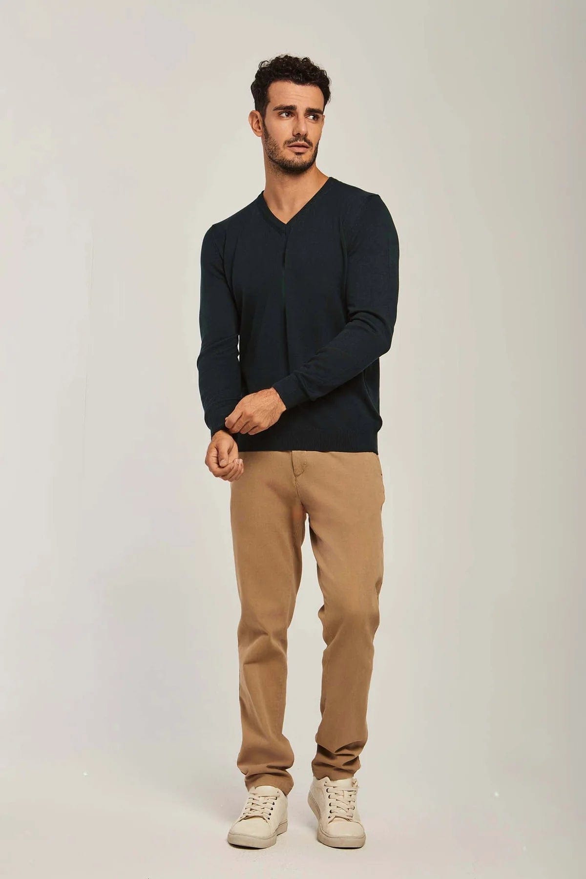 داليدرس بلوفر رجالي سادة برقبة مرتفعة كم طويل