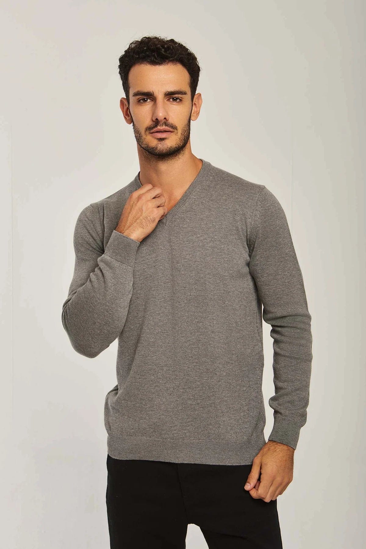 داليدرس بلوفر رجالي سادة برقبة مرتفعة كم طويل