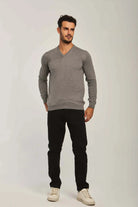 داليدرس بلوفر رجالي سادة برقبة مرتفعة كم طويل