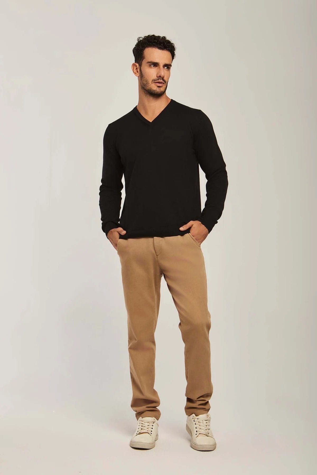 داليدرس بلوفر رجالي سادة برقبة مرتفعة كم طويل