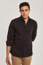 داليدرس قميص رجالي سادة بأزرار أمامية كم طويل