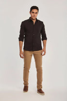 داليدرس قميص رجالي سادة بأزرار أمامية كم طويل