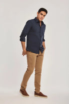 داليدرس قميص رجالي سادة بأزرار أمامية كم طويل