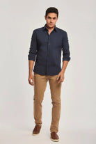 داليدرس قميص رجالي سادة بأزرار أمامية كم طويل