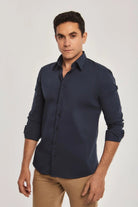 داليدرس قميص رجالي سادة بأزرار أمامية كم طويل