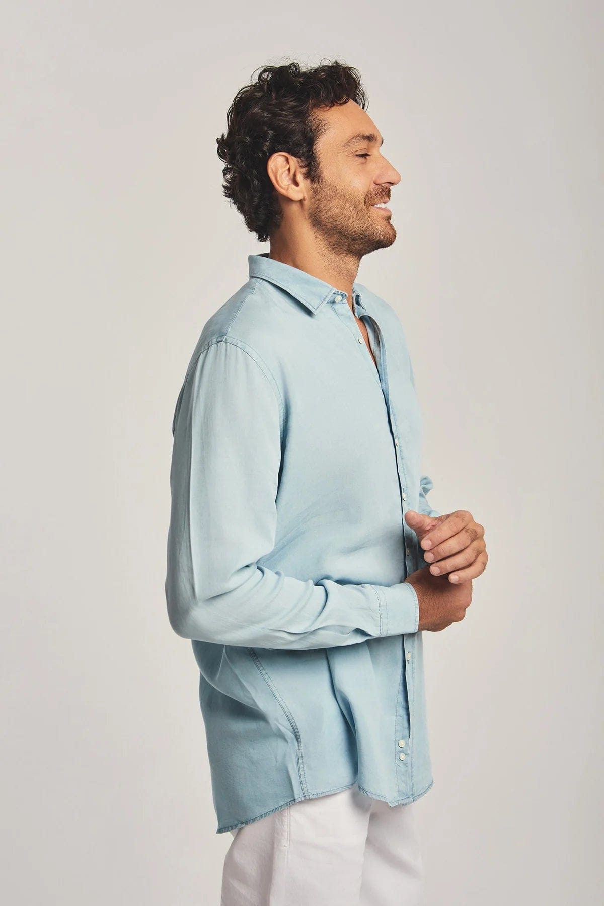 داليدرس قميص رجالي سادة بكم طويل بأزرار أمامية