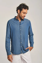 داليدرس قميص رجالي سادة بكم طويل بأزرار أمامية